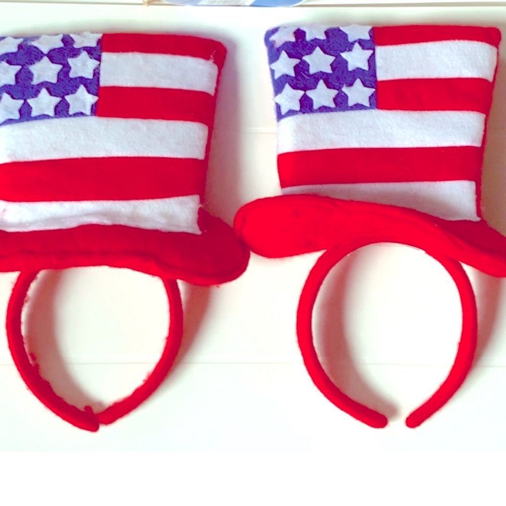 Flag Headbands Bundle of 2 Patriotic Top Hat Uncle Sam Vintage - Picture 7 of 7
